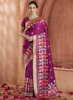 Banarasi Silk Magenta Festival Wear Weaving Saree